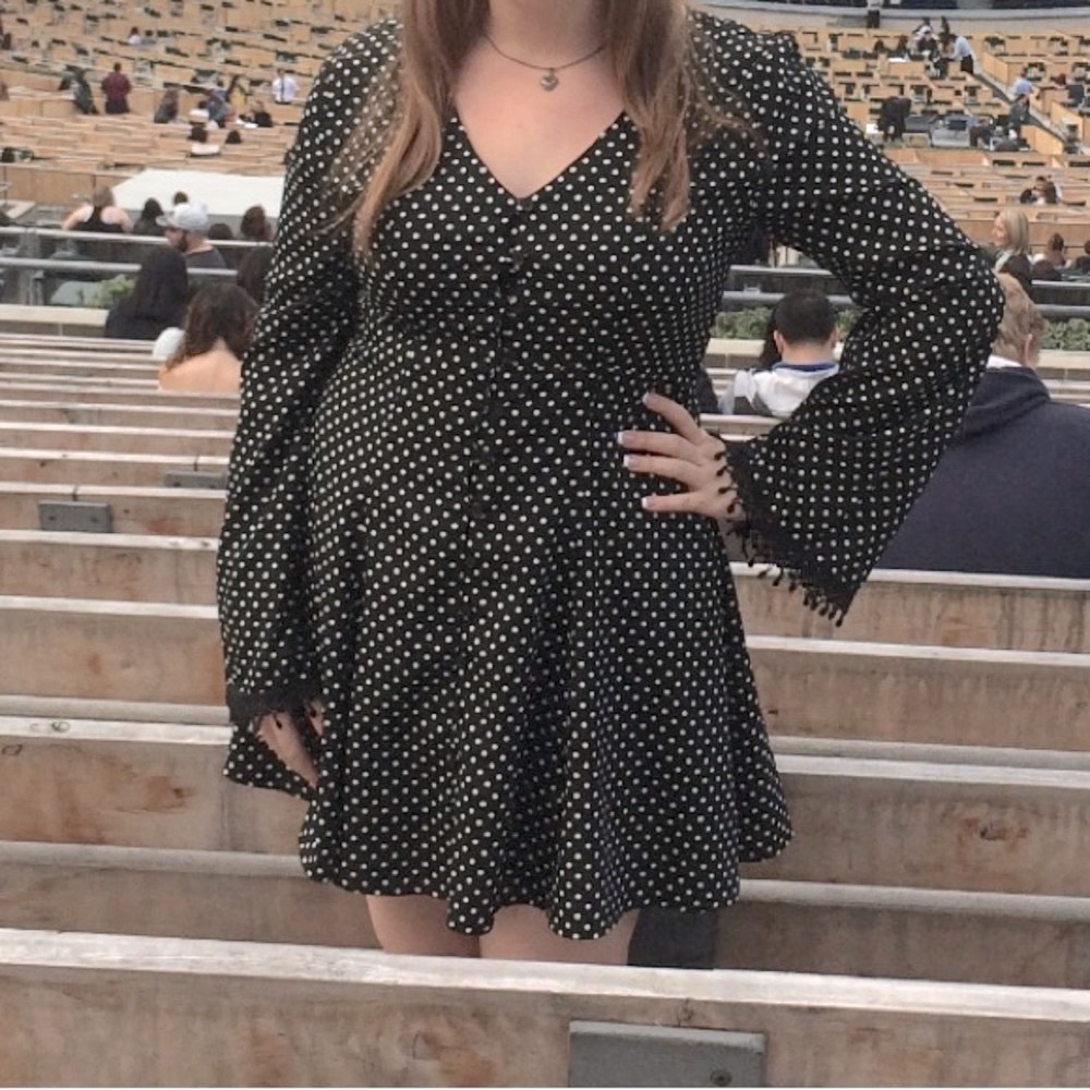 American Rag bell sleeve styled polka dot dress